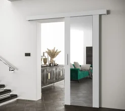 Portes coulissantes Salwador II 90x204 cm (Blanc / Blanc / Argent)