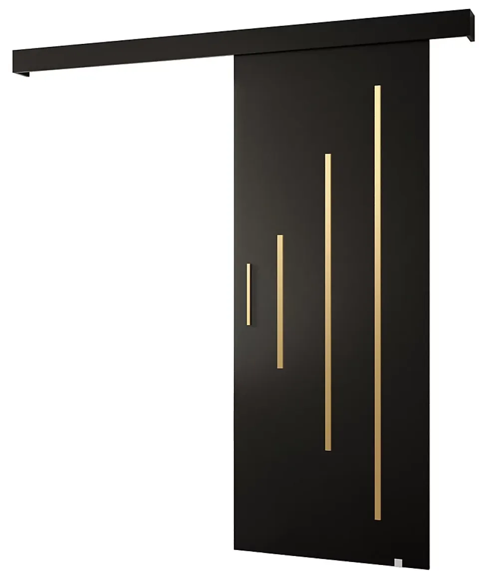 Portes coulissantes Salwador Y 80x204 cm (Noir / Noir / Or)