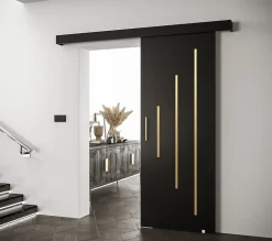 Portes coulissantes Salwador Y 80x204 cm (Noir / Noir / Or)