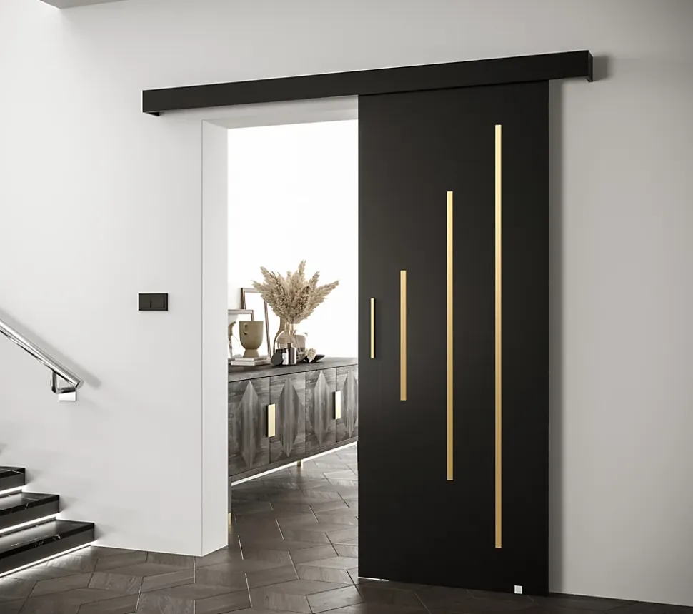 Portes coulissantes Salwador Y 80x204 cm (Noir / Noir / Or)