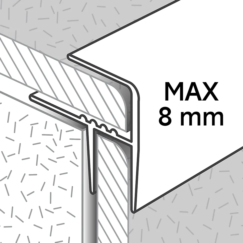 Profilé de rénovation de marche en aluminium décor métal mat GoodHome 16 x 25 x 900 mm.