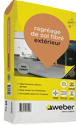 Ragréage de sol fibré extérieur Weber 25kg