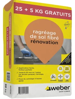 Ragréage de sol fibré rénovation Weber 25+5kg