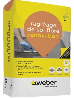 Ragréage de sol fibré rénovation Weber 25kg