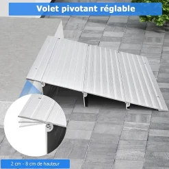 Rampe de seuil de Porte Charge 317KG Hauteur réglable Cadre en Aluminium Robuste Surface Antidérapante