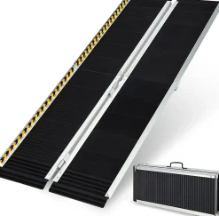 Rampe Portable en Aluminium pour Fauteuil Roulant Plaque de Transition Surface Antidérapante Autocollants