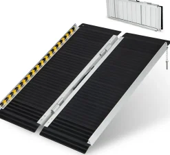 Rampe Portable en Aluminium pour Fauteuil Roulant Plaque de Transition Surface Antidérapante Autocollants Charge 272 kg