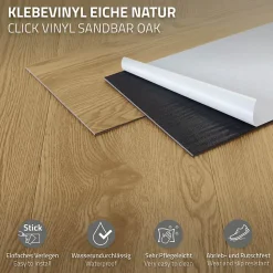 Revêtement de sol autocollant en PVC ML-Design 2,23m²/16 planches 91,5x15,3cm naturel aspect chêne