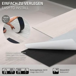 Revêtement de sol autocollant en PVC ML-Design 6,69m²/48 planches 91,5x15,3cm blanc aspect chêne