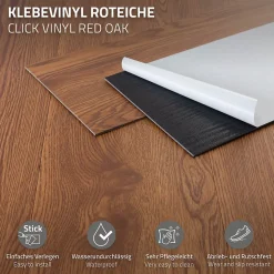 Revêtement de sol autocollant PVC ML-Design 11,15m²/80 planches 91,5x15,3cm brun aspect chêne rouge