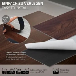 Revêtement de sol autocollant PVC ML-Design 11,15m²/80 planches 91,5x15,3cm rouge-brun aspect noyer