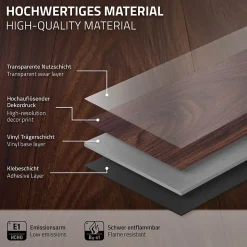 Revêtement de sol autocollant PVC ML-Design 11,15m²/80 planches 91,5x15,3cm rouge-brun aspect noyer