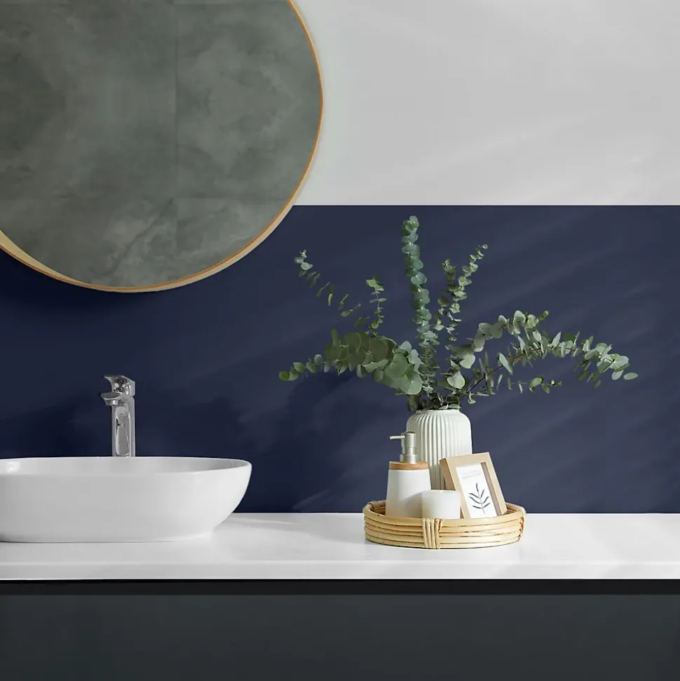Revêtement Mural PVC Wallfluent 50x50 cm Couleur : Bleu Marine Foncé 4 pièces