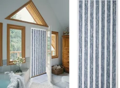 Rideau de porte chenille Florence Gris Blanc - 120 x 220 cm - Morel
