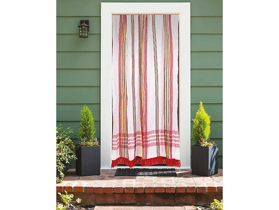 Rideau de porte moustiquaire en toile multicolore Rouge 140 x 225 cm - Morel