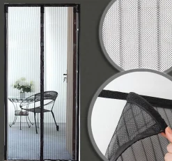 Rideau Moustiquaire aimanté - L130 x H215cm - Noir