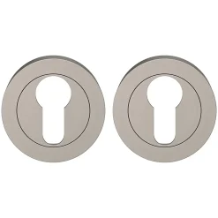 Rosace de fonction rond à visser cylindre GoodHome Duod effet nickel satin gris Ø50mm