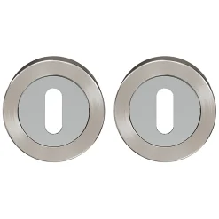 Rosace de fonction rond à visser à serrure GoodHome Duod Zamac effet chrome et nickel satin gris Ø52mm