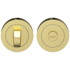 Rosace de fonction rond à visser à condamnation GoodHome Duod effet laiton satin or Ø50mm