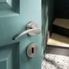 Rosace de fonction rond à visser GoodHome Duod effet nickel satin gris Ø50mm