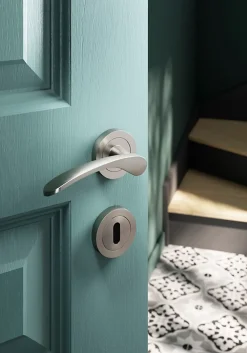 Rosace de fonction rond à visser GoodHome Duod effet nickel satin gris Ø50mm