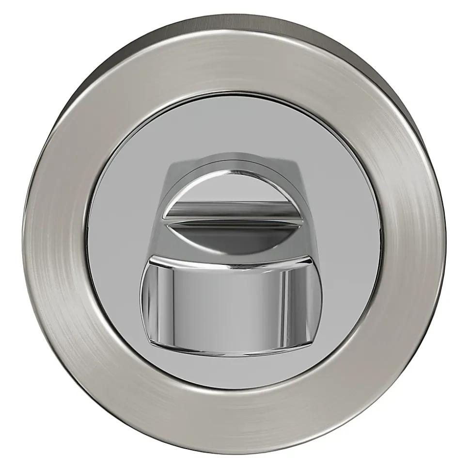 Rosace de fonction rond à visser à condamnation GoodHome Duod Zamac effet chrome et nickel satin gris Ø52mm