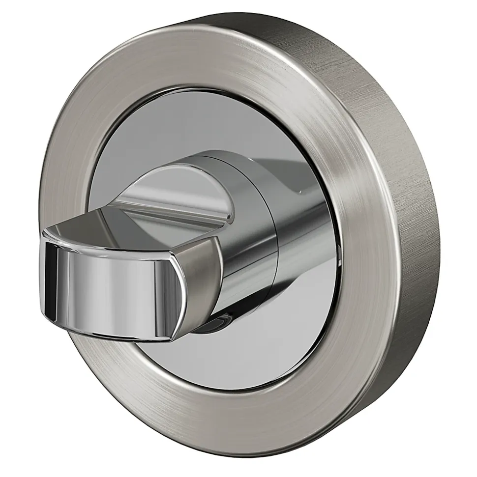 Rosace de fonction rond à visser à condamnation GoodHome Duod Zamac effet chrome et nickel satin gris Ø52mm