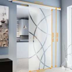 Schulte porte coulissante complète - verre - 88x203cm - décor cercles - poignée ronde + softclose