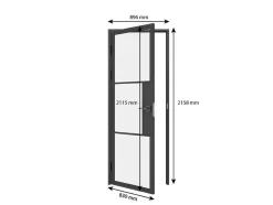 Schulte Porte intérieure en verre - 83x 211 cm- atelier - transparent - 3 rayures- gauche serrure
