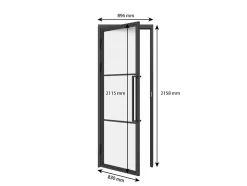 Schulte Porte intérieure en verre - 83 x 211 cm- atelier - transparent - 3 rayures - gauche