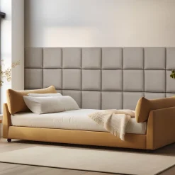 Set de 4 coussins muraux Carpino en velours 30 x 30 cm gris clair neu.haus