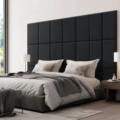 Set de 3 coussins muraux Carpino en tissu 60 x 30 cm noir neu.haus