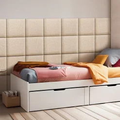 Set de 4 coussins muraux Carpino en tissu 30 x 30 cm beige neu.haus