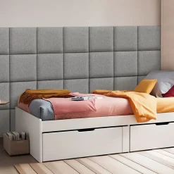 Set de 4 coussins muraux Carpino en tissu 30 x 30 cm gris clair neu.haus