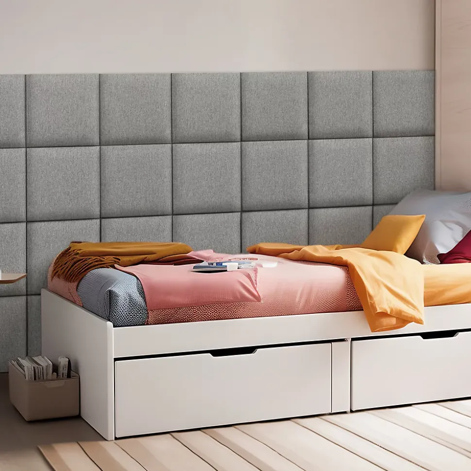 Set de 4 coussins muraux Carpino en tissu 30 x 30 cm gris clair neu.haus