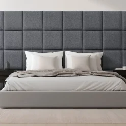 Set de 4 coussins muraux Carpino en tissu 30 x 30 cm gris foncé neu.haus