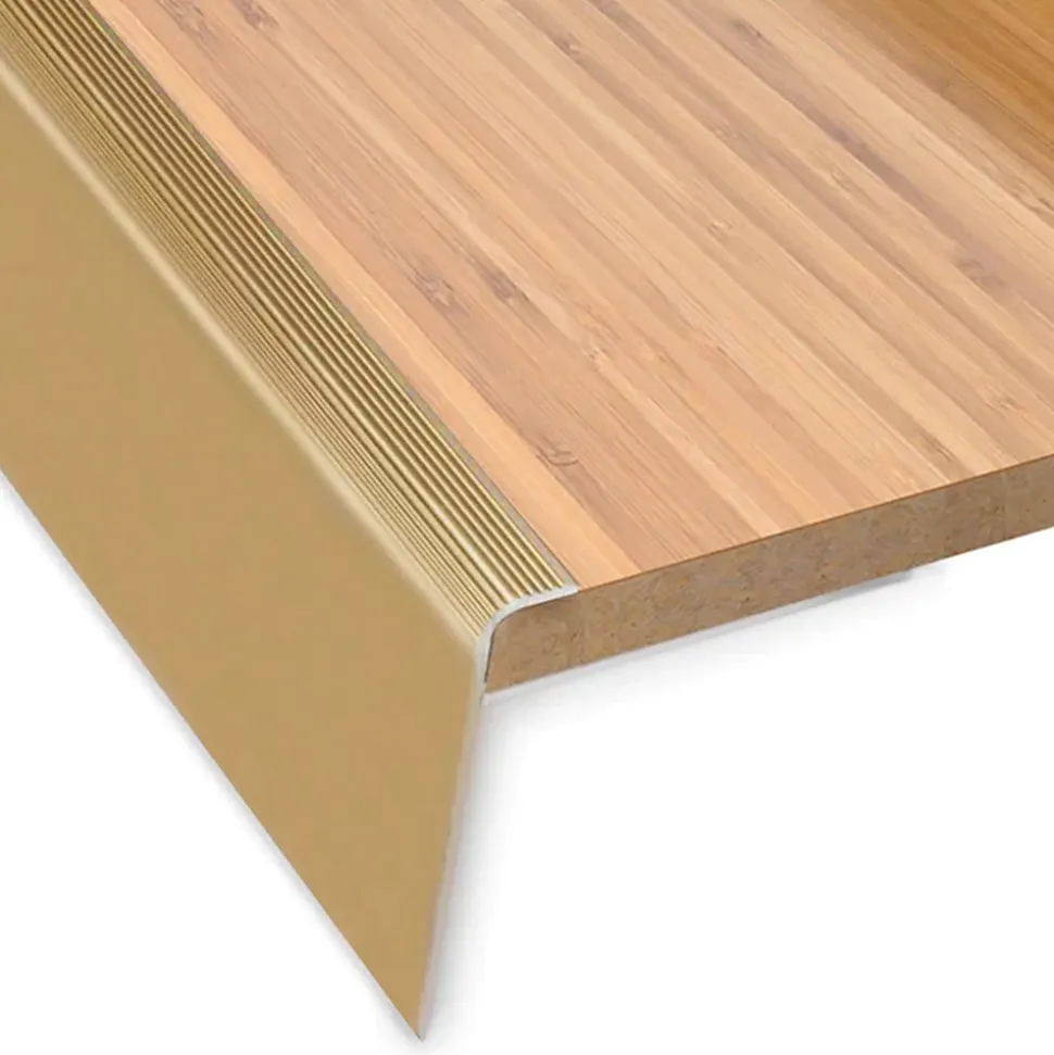 Seuil d'escalier Safety Forme: F Aluminium anodisé Or élégant L 134 cm