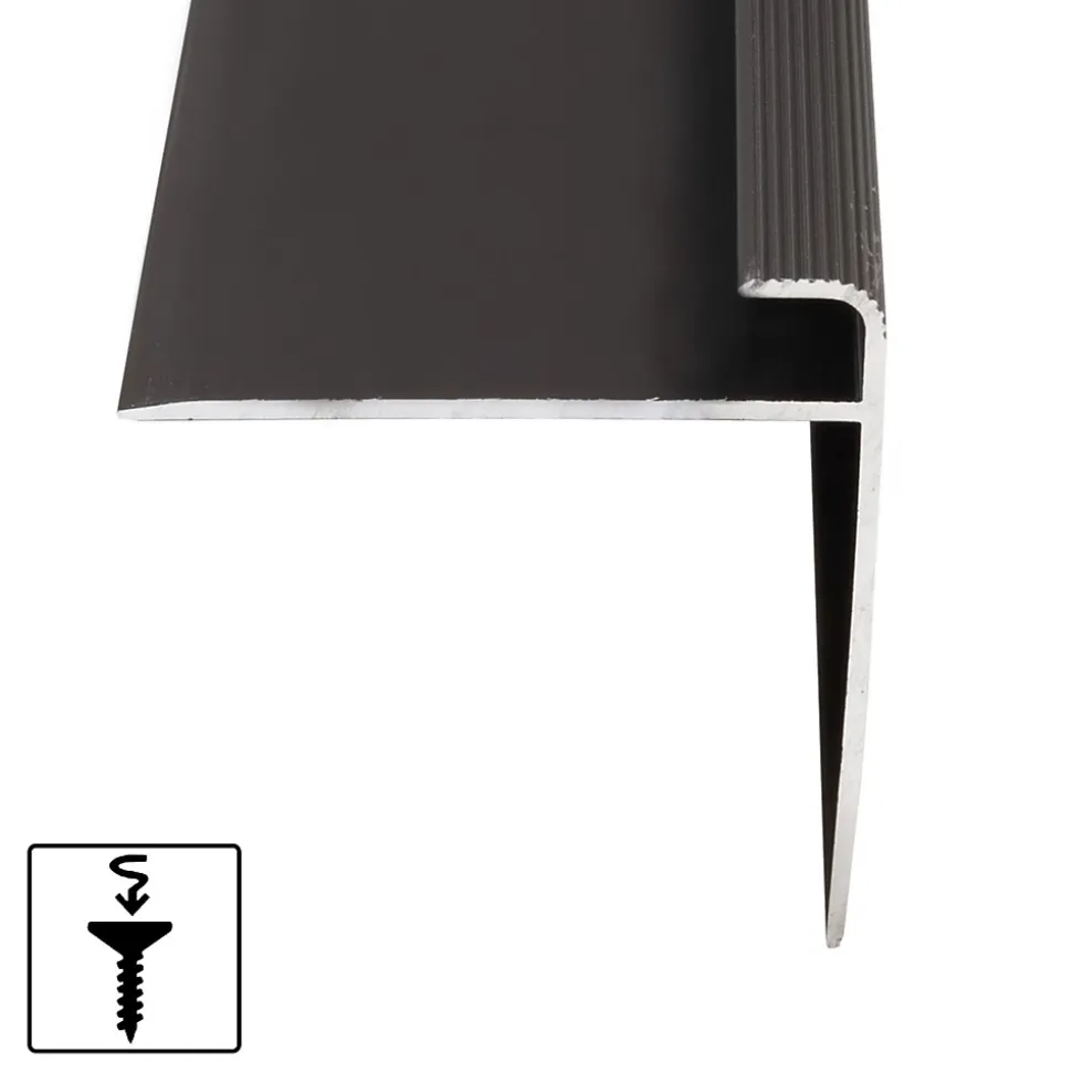 Seuil d'escalier Safety Forme: F Aluminium anodisé Bronze foncé L 134 cm