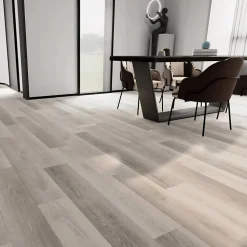 Sol Lames PVC clipsable avec sous couche intégrée GARANTIE 20 ans Ep. 5,5 mm Gris foncé Dim L 122 cm x l 23 cm