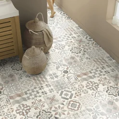 Sol Lino - Carreaux de ciment - Naturel - Rouleau de 3m x 6m