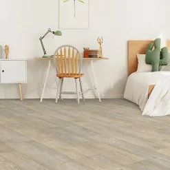 Sol Lino - Imitation parquet bois blanc vieilli - Rouleau de 4m x 4m