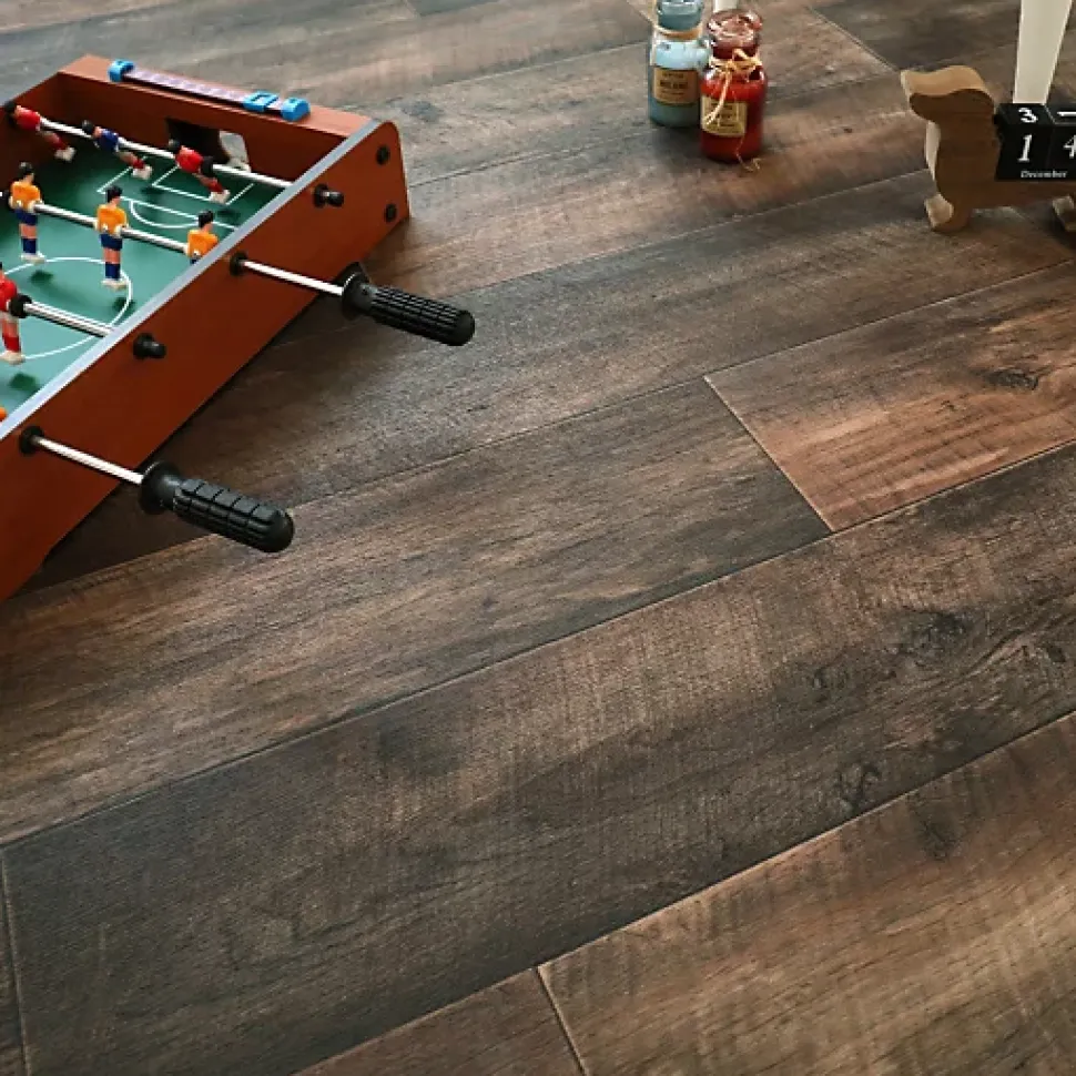 Sol PVC effet parquet Chêne Brun Foncé - Rouleau de 3m x 4m