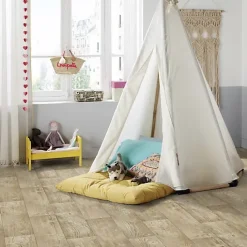 Sol PVC Imitation parquet Mélèze Brun Clair - Rouleau de 4m x 4m