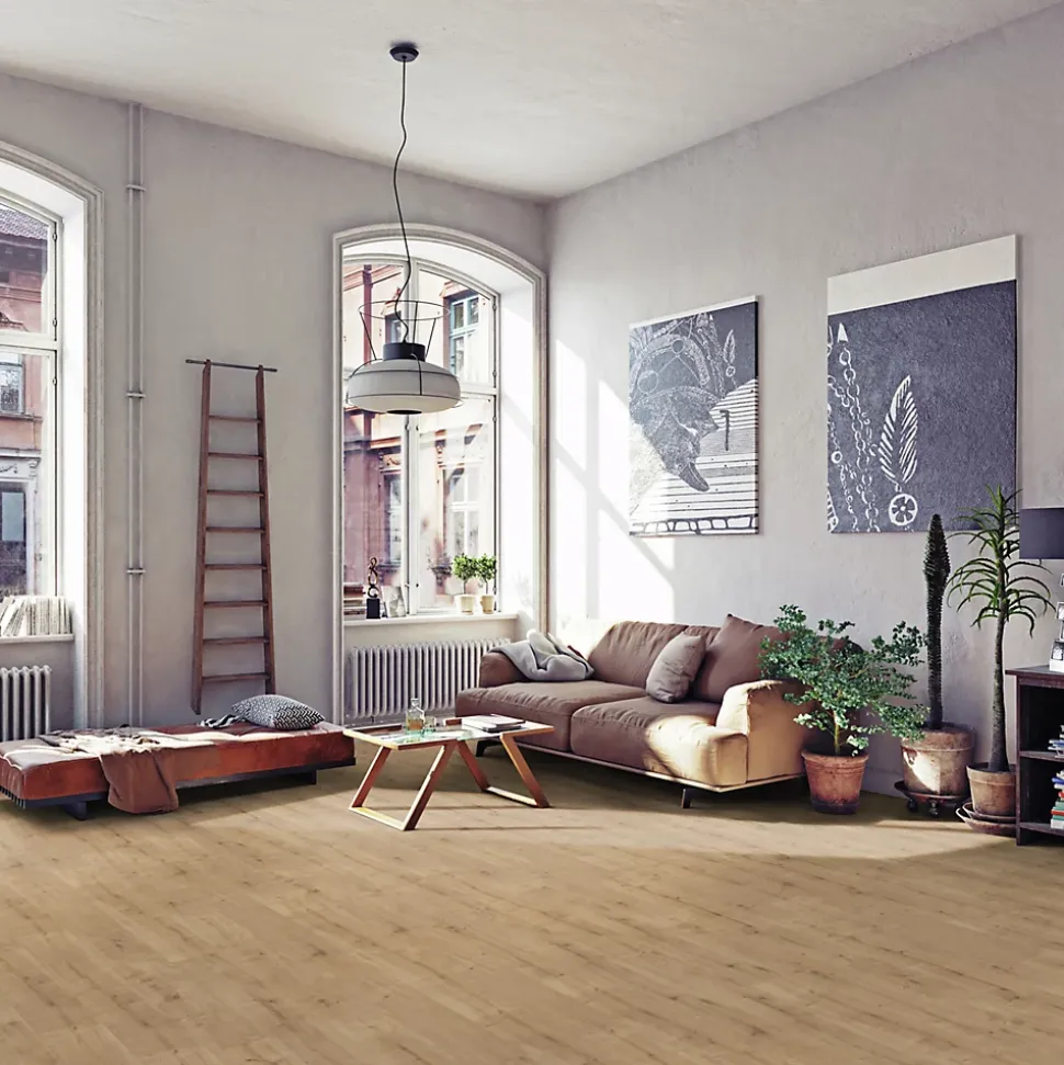Sol stratifié Marcel effet chêne L. 138,3 x l. 19,3 cm, ép. 1cm GoodHome