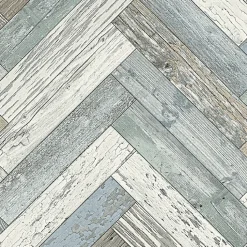 Sol Vinyle effet parquet usé chevron coloré - Rouleau de 3m x 3m