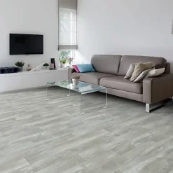 Sol Vinyle Imitation parquet gris clair - Rouleau de 4m x 4m