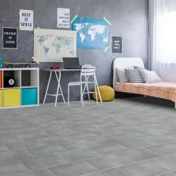 Sol Vinyle Style - Imitation Carrelage gris - Rouleau de 3m x 4m