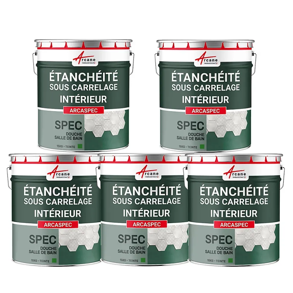 SPEC Étanchéité sous carrelage douche et salle de bain ARCASPEC - Offre Spéciale : 5 x 15 Kg - ARCANE INDUSTRIES