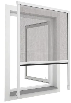 Store moustiquaire en aluminium blanc recoupable pour fenêtre l.125 x H.170 cm