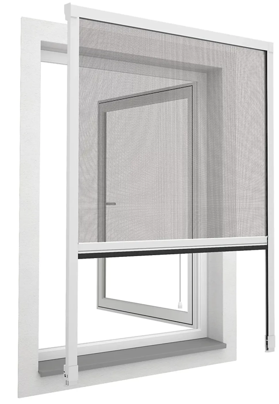 Store moustiquaire en aluminium blanc recoupable pour fenêtre l.125 x H.170 cm